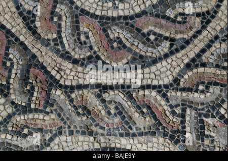 detail of a Roman mosaic in a Roman town house in Dorchester Stock Photo