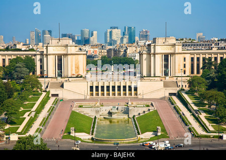 France, Paris, Jardins du Trocadero and Palais Chaillot Stock Photo