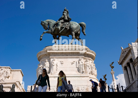 Italy, Lazio, Rome, historical centre listed as World Heritage by UNESCO, Monument to Vittorio Emanuele II, equestrian statue Stock Photo