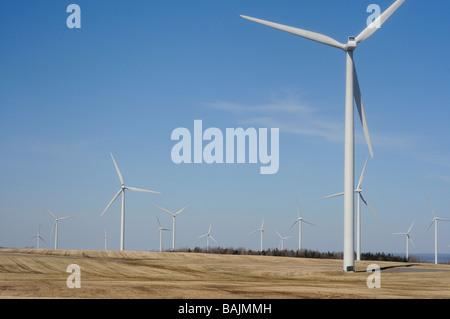 Wind Mills in Maple Ridge wind farm in upper state New York near Lowville New York USA. Stock Photo