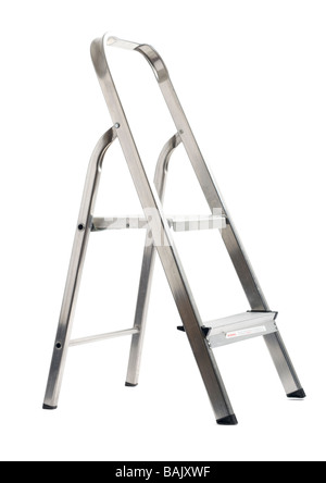 Old small aluminium step ladders Stock Photo