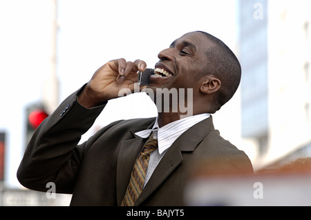 Businessman on cell phone Stock Photo