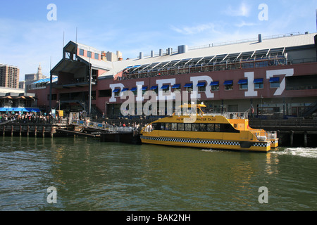 Water Taxi at New Yorks South Street Seaport. Stock Photo