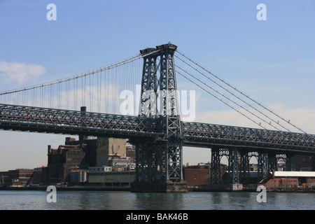 Williamsburg Bridge along the East River Stock Photo