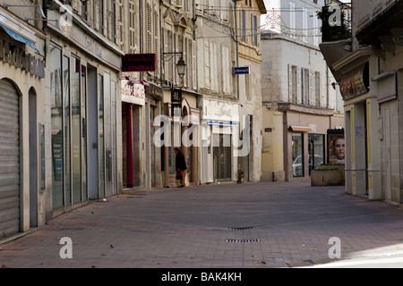 Pedestrian in a Street Scene in Saintes Charente France Stock Photo