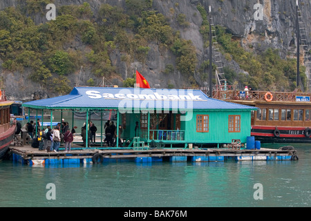 Floating bank in Ha Long Bay Vietnam Stock Photo