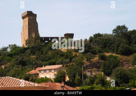 the ruin chateauneuf du pape rhone france Stock Photo