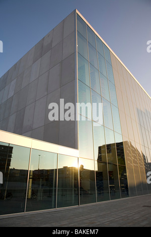 De Kunstlinie, Almere, Netherlands, Sanaa Kazuyo Sejima + Ryue Nishizawa, De kunstlinie backlit north and east elevations. Stock Photo