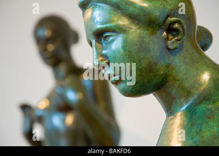 France, Paris, Fondation Dina Vierny-Musee Maillol, young girl on knees bronze Stock Photo