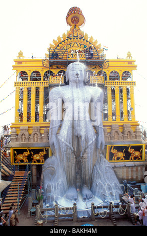 India, Karnataka State, Shravanabelagola, the most important religious place of the Jainism, the mahamastakabisheka is the head Stock Photo