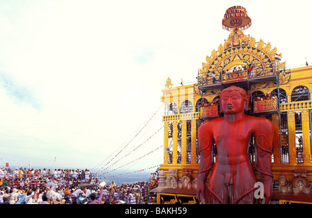 India, Karnataka State, Shravanabelagola, the most important religious place of the Jainism, the mahamastakabisheka is the head Stock Photo