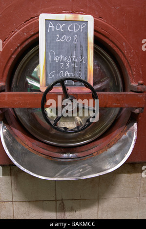 tank door sign on tank monestier domaine giraud chateauneuf du pape rhone france Stock Photo