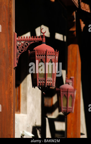 Detail of lamps in the Textile Souq, bur, Dubai Stock Photo