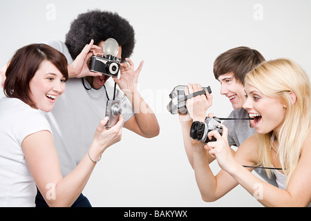 Friends taking pictures Stock Photo
