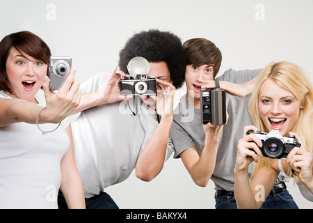 Friends taking pictures Stock Photo