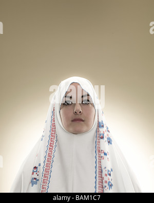 Close up head shot of a Muslim woman in a black hijab with eyes Stock ...