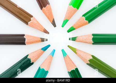 Colouring pencils in a circle Stock Photo