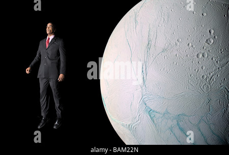 Businessman in outer space Stock Photo