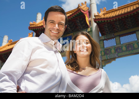 Sightseeing couple in vancouver chinatown Stock Photo