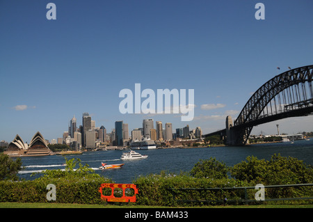 Sydney,Australia,View of City with Bridge and Opera House.Icons of Australia,the bridge opened in 1932, The Opera House in 2003 Stock Photo