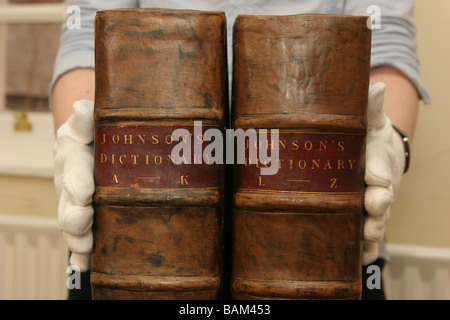 Dr  Samuel Johnson 's original dictionary of the English language pictured here in Lichfield, England Stock Photo