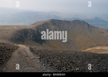 Looking down on Longside Ridge and Ullock Pike from Skiddaw, Lake District, Cumbria Stock Photo