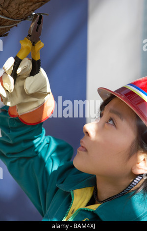 Woman Working In A Construction Site Stock Photo