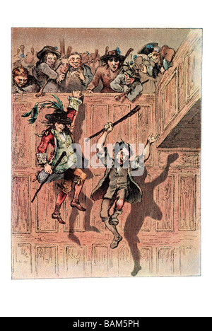 hugh and banaby leaping into the lobby of the house Barnaby Rudge: A Tale of the Riots of 'Eighty is an historical novel Stock Photo
