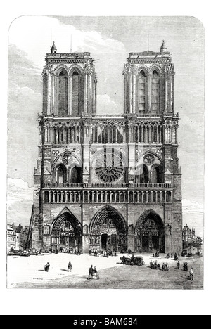 the cathedral of notre dame paris 1855 Gothic Île de la Cité archdiocese cathedra official chair Archbishop French Stock Photo