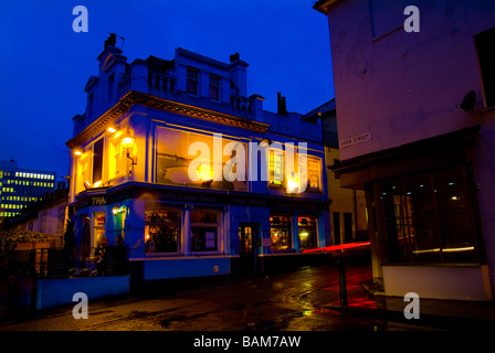 Brighton and Hove City night time street scenes and public houses with very slow shutter speed Stock Photo