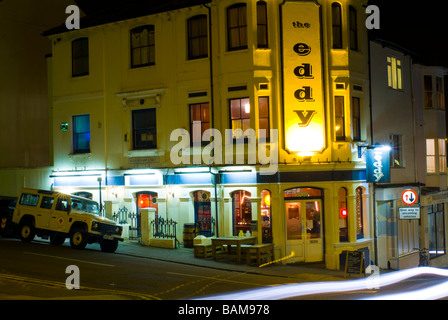 Brighton and Hove City night time street scenes and public houses with very slow shutter speed Stock Photo