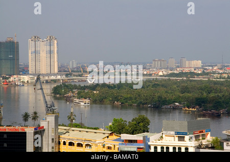 Activity on the Saigon River in Ho Chi Minh City Vietnam Stock Photo