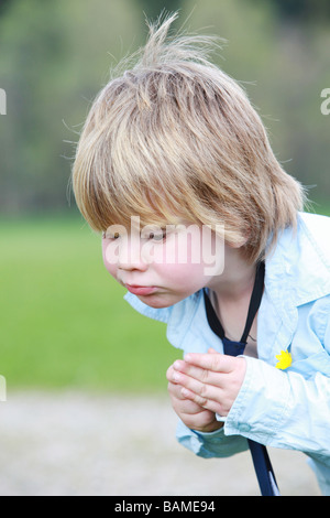 potrait of a two years old boy outdoors Stock Photo