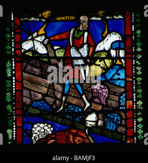 Canterbury stained glass Window Sower Stock Photo