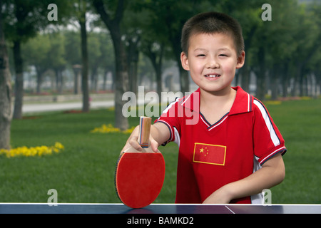 Boy Playing Ping Pong Stock Photo