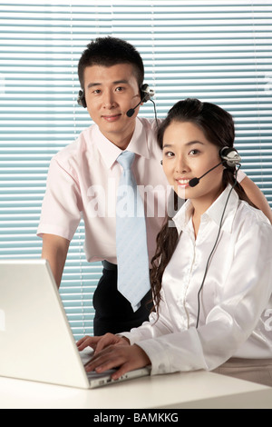 People Wearing Headsets Stock Photo