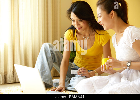 Young Women With A Computer Stock Photo