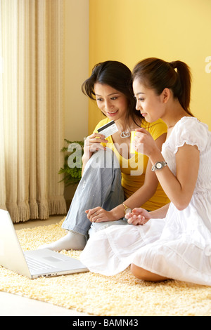 Young Women With A Computer Stock Photo