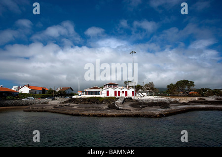 Panoramic view from Porto Martins, Vitoria Beach bay in Terceira Island, Azores, Portugal Stock Photo