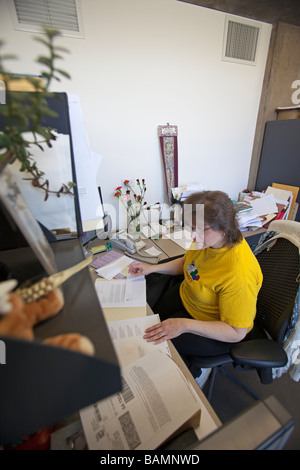 Clerical Worker in Law Library at University of Chicago Stock Photo