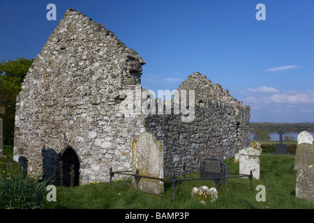 13th century cranfield church and graveyard on the shores of lough neagh county antrim northern ireland uk Stock Photo