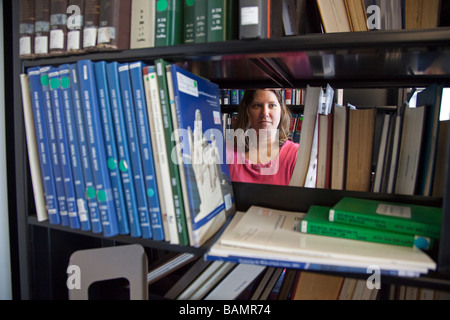 Worker in Law Library at University of Chicago Stock Photo