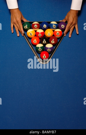 Billiard balls, racked - billiards concepts Stock Photo