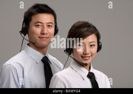Portrait of a phone service team Stock Photo