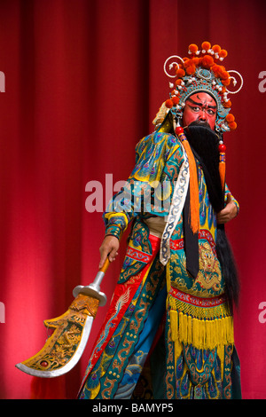 Guang Gong, Ancient Chinese General in Beijing Opera Costume, Represents Protection and Wealth Stock Photo