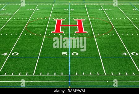 Playing field of the Harvard Football Stadium, Harvard University, Allston, Boston, Massachusetts, USA Stock Photo