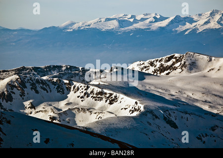 view from Mussala peak, Rila mountain, the highest place on Balkans peninsula, Bulgaria Stock Photo