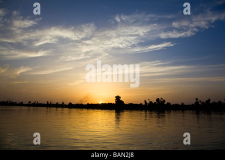 Sunset over the River Nile Luxor Egypt Africa Stock Photo