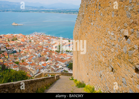 Steps at Palamidi castle in Nafplio Peloponnese Greece Europe Stock Photo