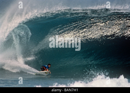 surfer at north shore island of oahu state of hawaii usa Stock Photo